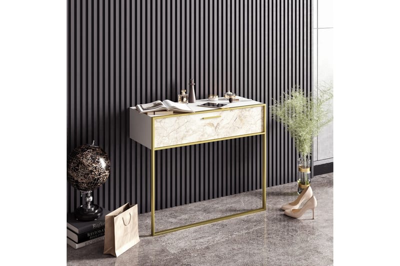 Bascle Sideboard 90 cm i Trä med Metallram - Guld|Vit - Förvaring - Förvaringsmöbler - Sideboard & skänk
