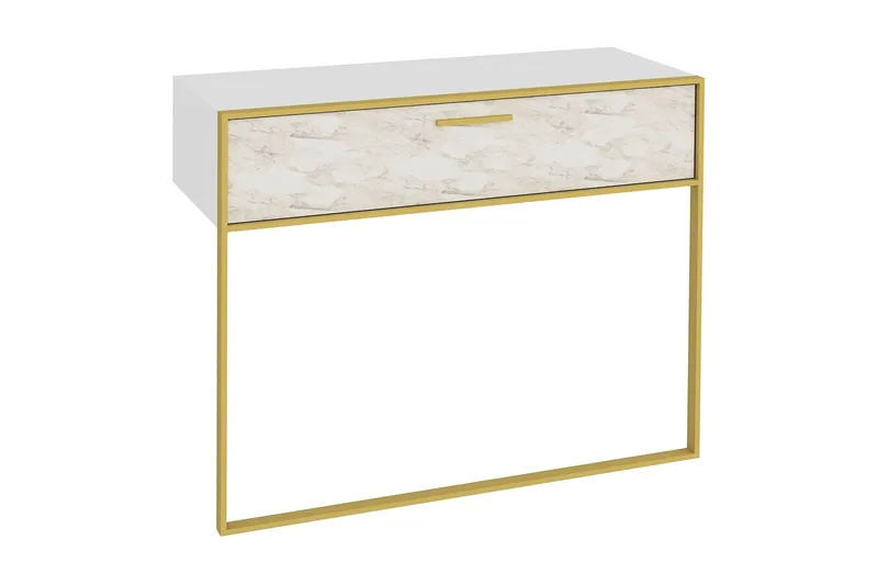 Bascle Sideboard 90 cm i Trä med Metallram - Guld|Vit - Förvaring - Förvaringsmöbler - Sideboard & skänk