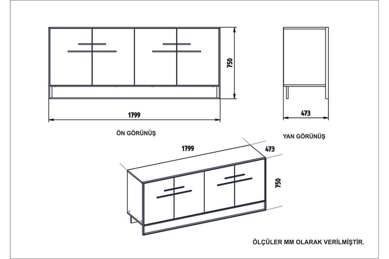 Cofield Sidobord 180 cm - Guld|Svart - Förvaring - Förvaringsmöbler - Sideboard & skänk