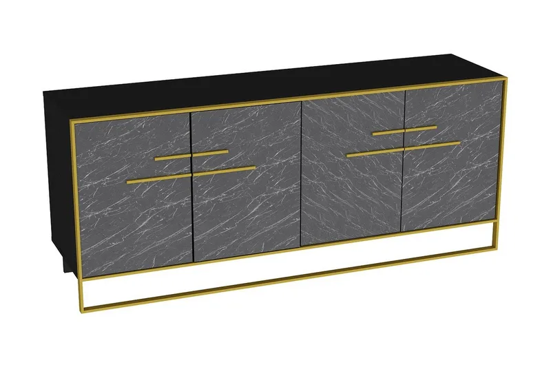 Cofield Sidobord 180 cm, Guld|Svart