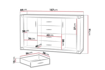 Dallas Skänk 157x43,5x91 cm LED-belysning - Beige/Grå - Förvaring - Förvaringsmöbler - Sideboard & skänk