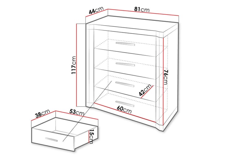Dallas Skänk 80,5x43,5x91 cm LED-belysning - Ek - Förvaring - Förvaringsmöbler - Sideboard & skänk