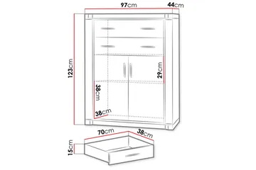 Dallas Skänk 97x43,5x123 cm LED-belysning - Beige/Grå - Förvaring - Förvaringsmöbler - Sideboard & skänk