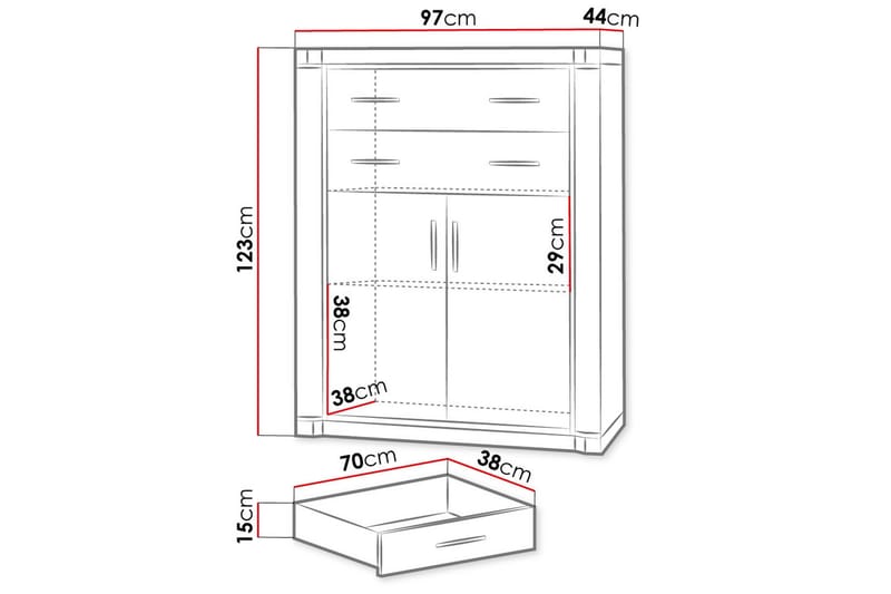 Dallas Skänk 97x43,5x123 cm LED-belysning - Beige/Grå - Förvaring - Förvaringsmöbler - Sideboard & skänk