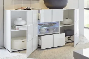 Dama Sideboard 181 cm med Lådor - Vit Högglanslack - Förvaring - Förvaringsmöbler - Sideboard & skänk