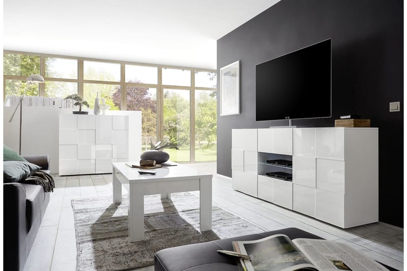 Dama Sideboard 181 cm med Lådor - Vit Högglanslack - Förvaring - Förvaringsmöbler - Sideboard & skänk