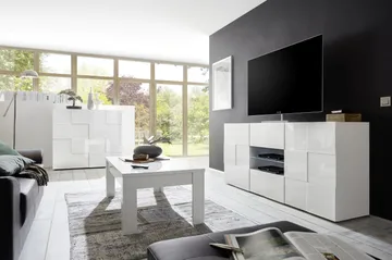 Dama Sideboard 181 cm med Lådor - Vit Högglanslack - Förvaring - Förvaringsmöbler - Sideboard & skänk