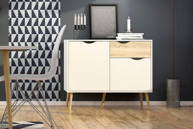 Delta Skänk 99 cm - Vit/Ek - Förvaring - Förvaringsmöbler - Sideboard & skänk