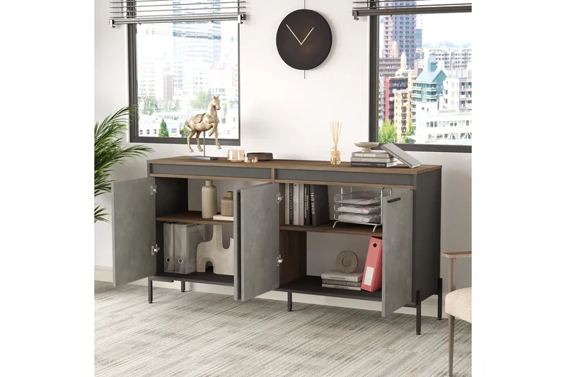 Desgrar Sideboard 46x184 cm - Brun/Betonggrå/Antracit - Förvaring - Förvaringsmöbler - Sideboard & skänk