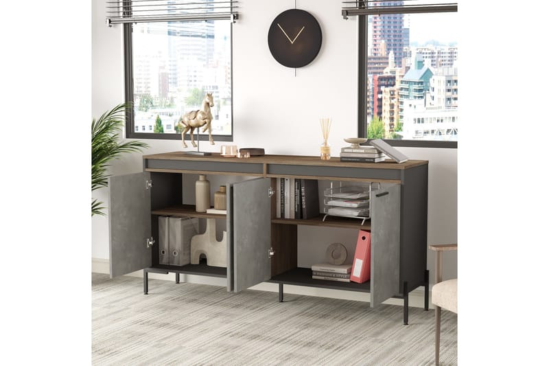 Desgrar Sideboard 46x184 cm - Brun/Betonggrå/Antracit - Förvaring - Förvaringsmöbler - Sideboard & skänk
