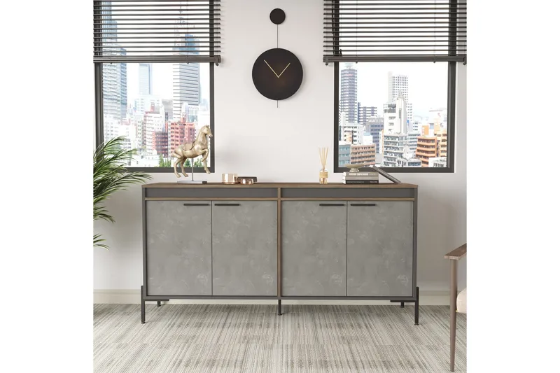 Desgrar Sideboard 46x184 cm - Brun/Betonggrå/Antracit - Förvaring - Förvaringsmöbler - Sideboard & skänk