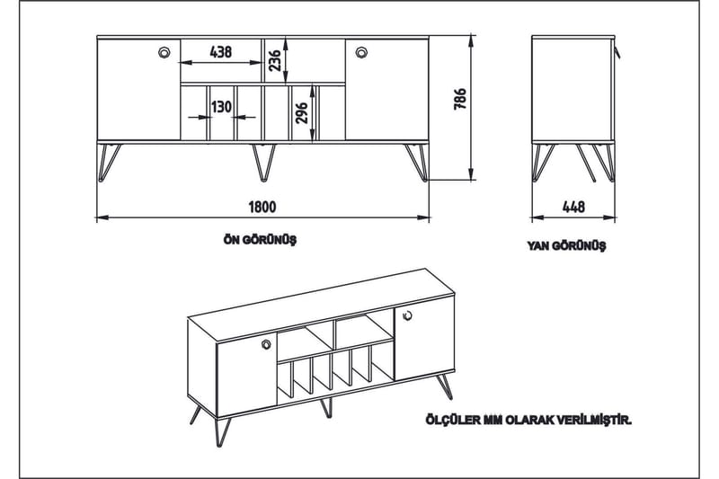 Dregrich Sidobord 180 cm - Valnöt|Svart - Förvaring - Förvaringsmöbler - Sideboard & skänk