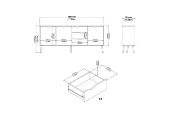 Hostafranc Sideboard 40x196 cm - Vit|Natur - Förvaring - Förvaringsmöbler - Sideboard & skänk