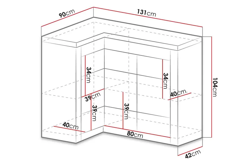 Indianapolis Skänk 131x42x104 cm - Beige/Grå/Vit - Förvaring - Förvaringsmöbler - Sideboard & skänk