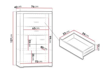 Indianapolis Skänk 76x42x127 cm - Beige/Brun - Förvaring - Förvaringsmöbler - Sideboard & skänk