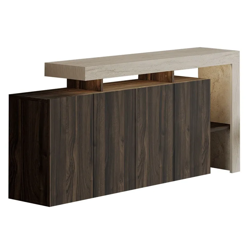 Jurukovo Konsol 170x80x35 cm, Travertine och Walnut