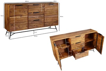 Kimbal Skänk 160x40 cm i Trä med Metallben - Brun - Förvaring - Förvaringsmöbler - Sideboard & skänk