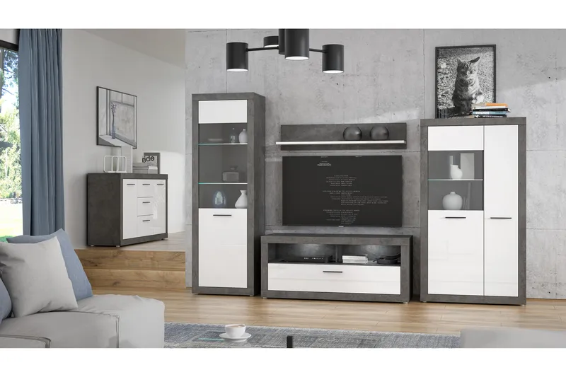 Kranea Sideboard 41x143 cm - Grå/Vit - Förvaring - Förvaringsmöbler - Sideboard & skänk