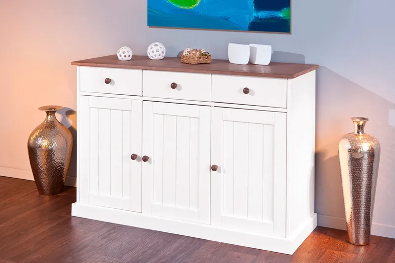 Livesey Sideboard 130 cm - Vit/Natur - Förvaring - Förvaringsmöbler - Sideboard & skänk