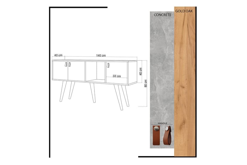 Mod Skänk 140 cm i Målat Trä - Vit|Brun - Förvaring - Förvaringsmöbler - Sideboard & skänk