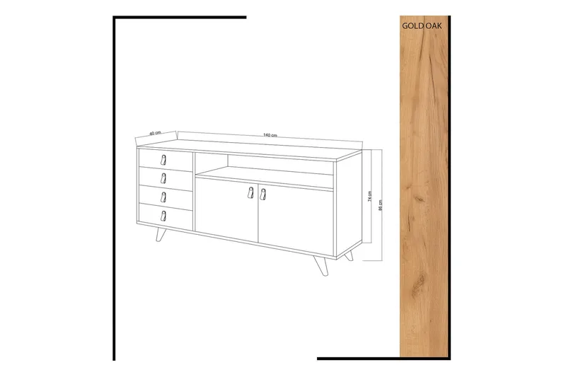 Mod Skänk i Trä - Vit|Brun - Förvaring - Förvaringsmöbler - Sideboard & skänk