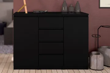 Naia Skänk med 2 Dörrar + 4 Lådor - Mattsvart - Förvaring - Förvaringsmöbler - Sideboard & skänk