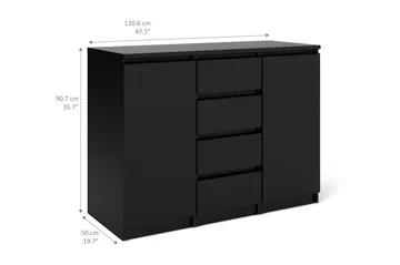 Naia Skänk med 2 Dörrar + 4 Lådor - Mattsvart - Förvaring - Förvaringsmöbler - Sideboard & skänk