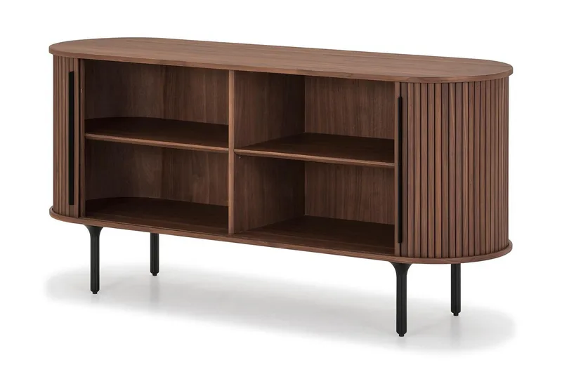 Noira Smalt Sideboard Ribbad Valnöt 150x45 cm - Valnöt / Brun - Förvaring - Förvaringsmöbler - Sideboard & skänk