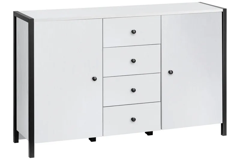 Plattpark Sideboard 120x35 cm, Vit/Svart