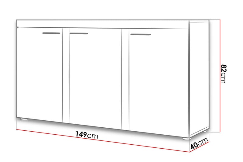 Rumba Skänk 148,8x40,3x82 cm LED-belysning - Vit - Förvaring - Förvaringsmöbler - Sideboard & skänk