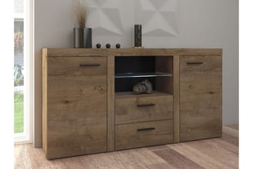 Rumba Skänk 157x40x81 cm - Ek/Vit Led-Belysning - Förvaring - Förvaringsmöbler - Sideboard & skänk