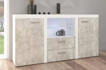Rumba Skänk 157x40x81 cm - Vit/Betong - Förvaring - Förvaringsmöbler - Sideboard & skänk