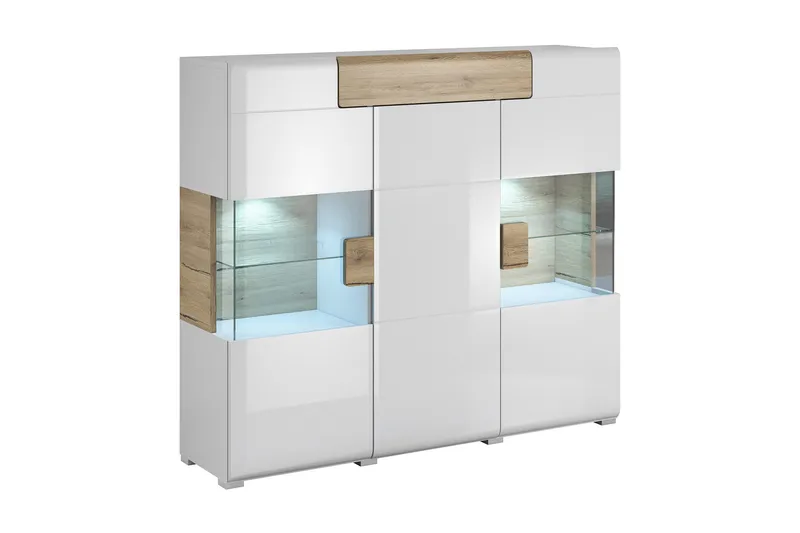 Saran Sideboard, Ek/Vit högglans