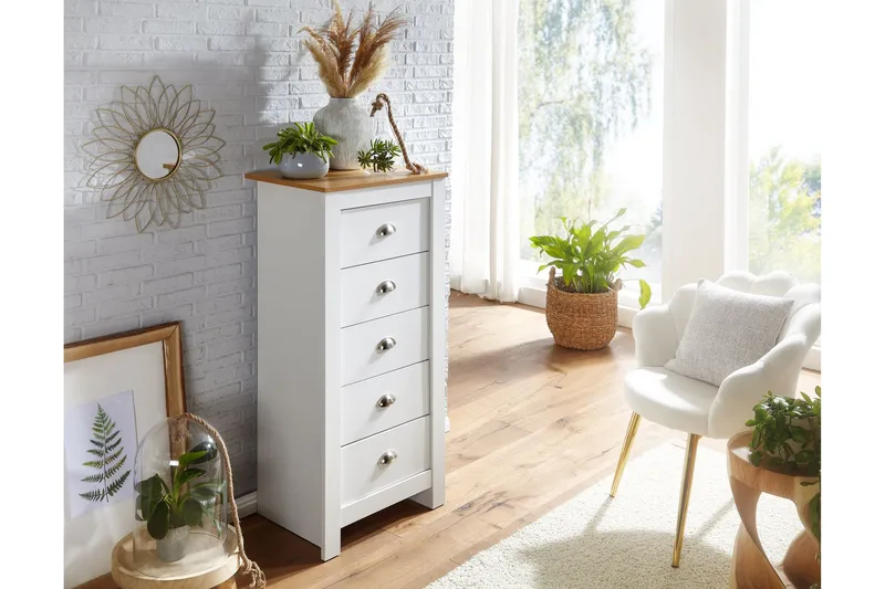 Seddik Sideboard 39 cm Rektangulär - Vit/Natur - Förvaring - Förvaringsmöbler - Sideboard & skänk