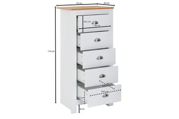 Seddik Sideboard 39 cm Rektangulär - Vit/Natur - Förvaring - Förvaringsmöbler - Sideboard & skänk