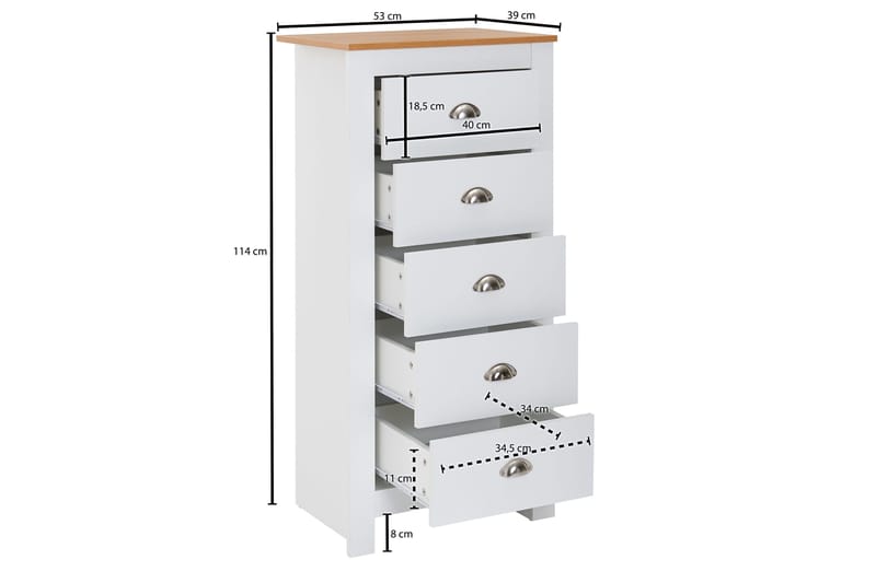 Seddik Sideboard 39 cm Rektangulär - Vit/Natur - Förvaring - Förvaringsmöbler - Sideboard & skänk