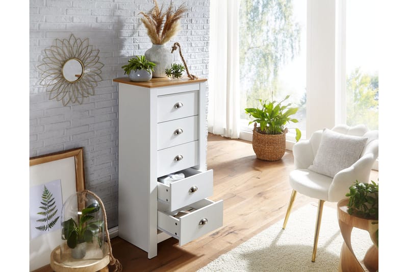Seddik Sideboard 39 cm Rektangulär - Vit/Natur - Förvaring - Förvaringsmöbler - Sideboard & skänk