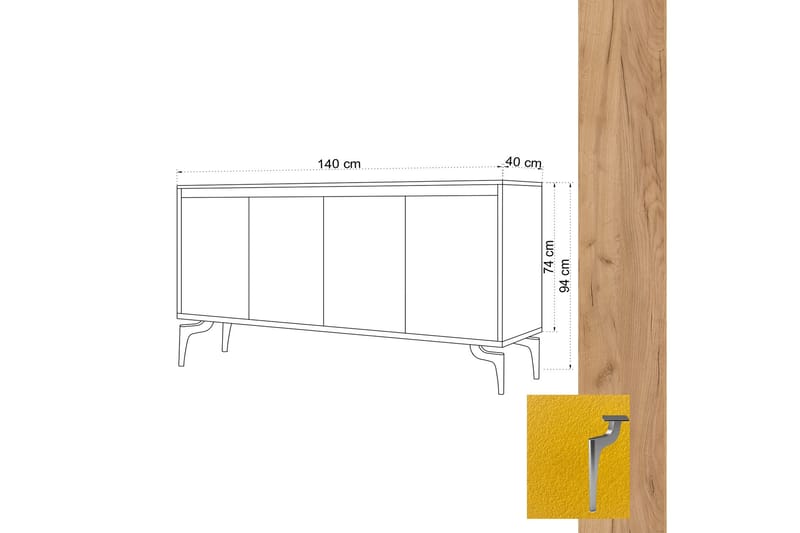 Sideboard 40x140 cm - Natur/Brun/Röd - Sideboard & skänk