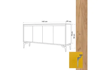 Sideboard 40x140 cm - Natur/Brun/Röd - Förvaring - Förvaringsmöbler - Sideboard & skänk