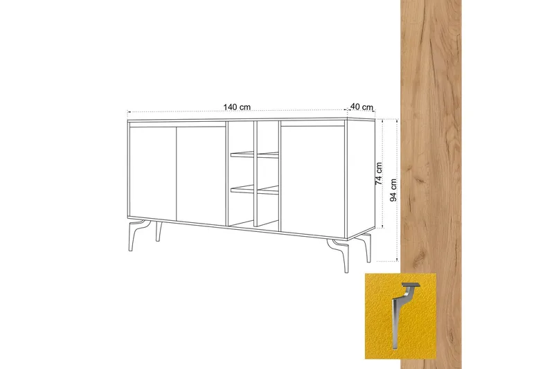 Sideboard 40x140 cm - Natur/Flerfärgad - Förvaring - Förvaringsmöbler - Sideboard & skänk