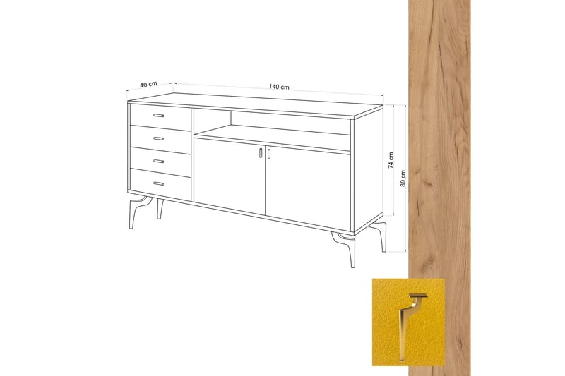 Sideboard 40x140 cm - Natur/Grön/Lila - Sideboard & skänk