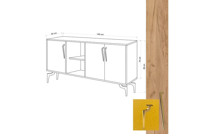 Sideboard 40x140 cm - Natur/Grön/Svart - Sideboard & sk�änk