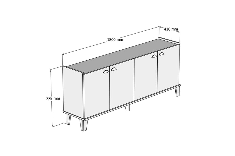 Sideboard 41x182 cm - Natur/Svart - Sideboard & skänk