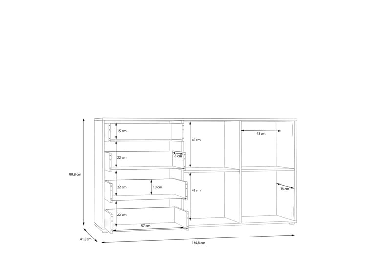 Sideboard Abderas 41x165 cm - Brun/Vit - Sideboard & skänk