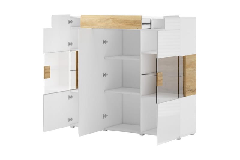 Sideboard Aureas - Ek/Vit högglans - Förvaring - Förvaringsmöbler - Sideboard & skänk