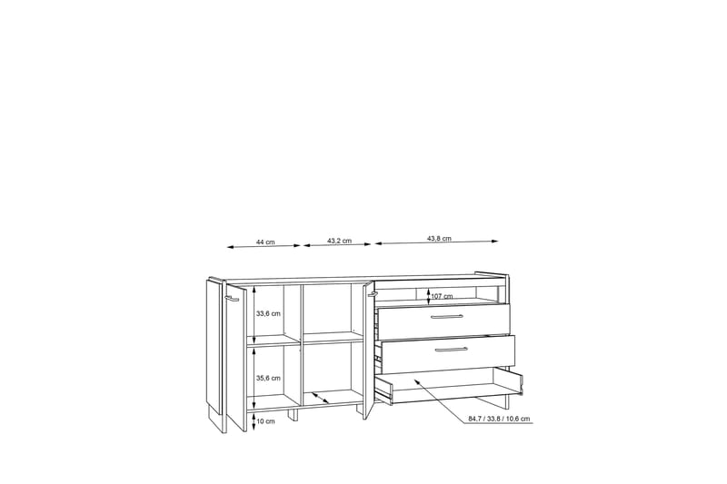 Sideboard Chepelare 41x187 cm - Brun/Svart - Sideboard & skänk