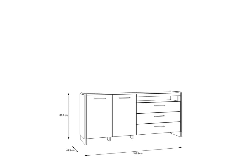 Sideboard Chepelare 41x187 cm - Brun/Svart - Sideboard & skänk