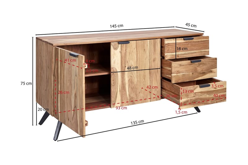 Sideboard Clanton 45x145 cm - Brun - Sideboard & skänk