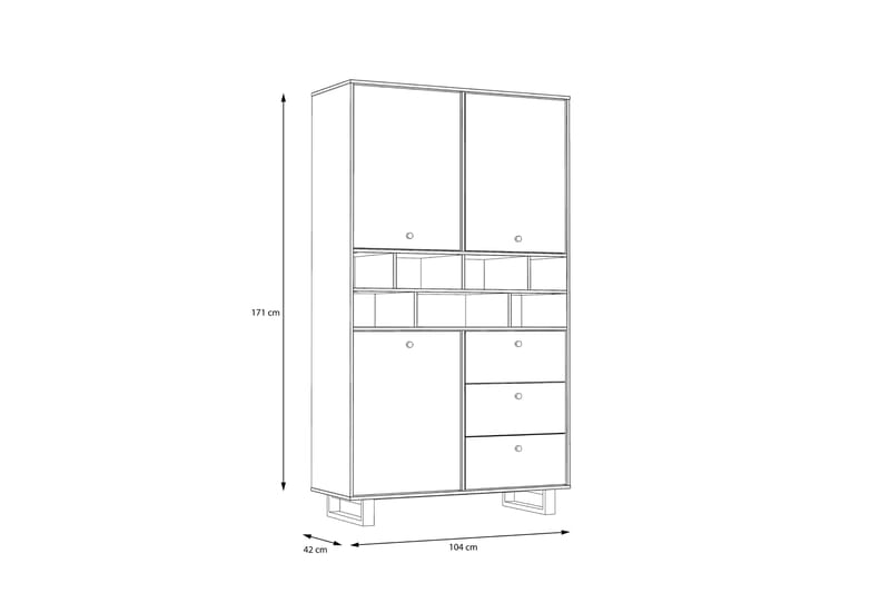 Sideboard Coppin 187x105 cm - Brun/Svart - Sideboard & skänk