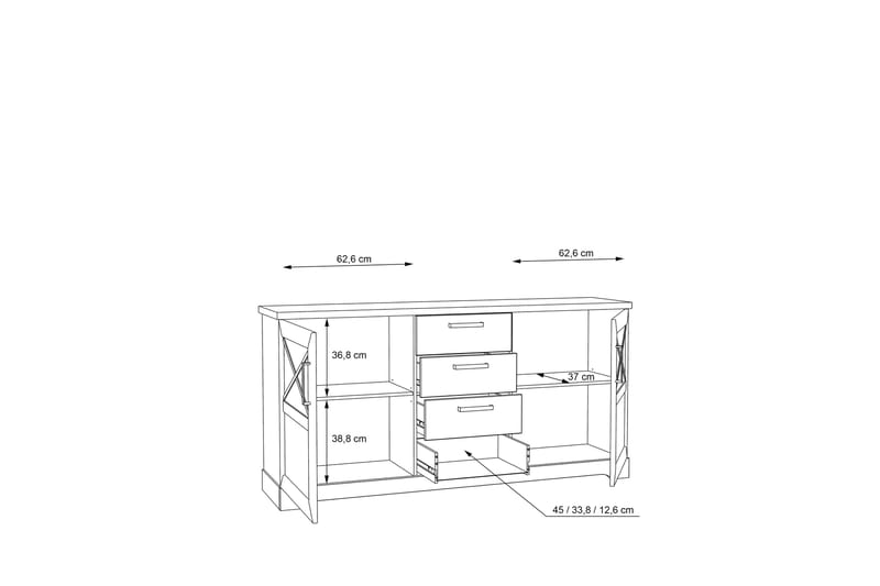 Sideboard Feres 42x183 cm - Vit - Sideboard & skänk